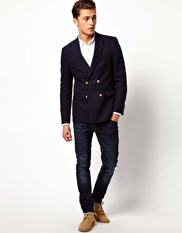 ASOS Slim Fit Double Breasted Blazer With Gold Buttons - Substance ...