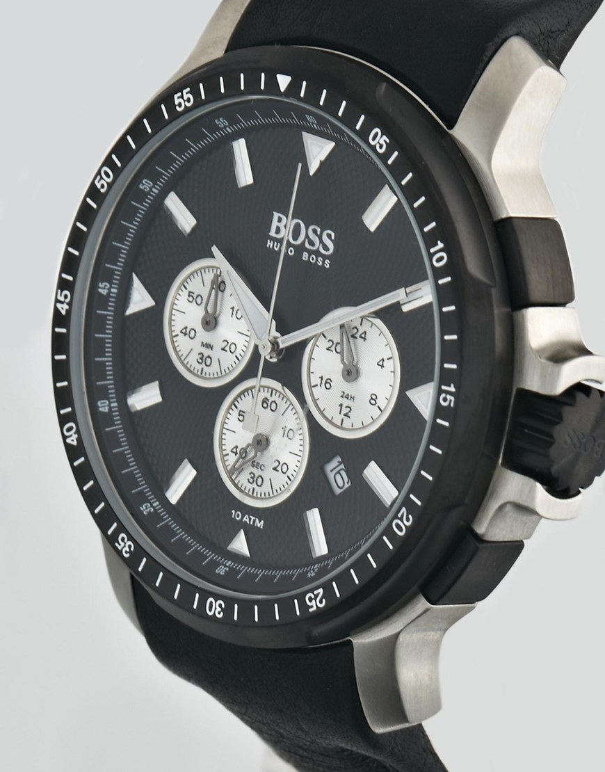 hugo boss black leather watch