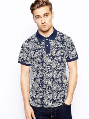 Jack & Jones Polo Shirt With Tonal Floral Print