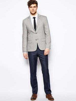 River Island Checked Blazer Wool Blend